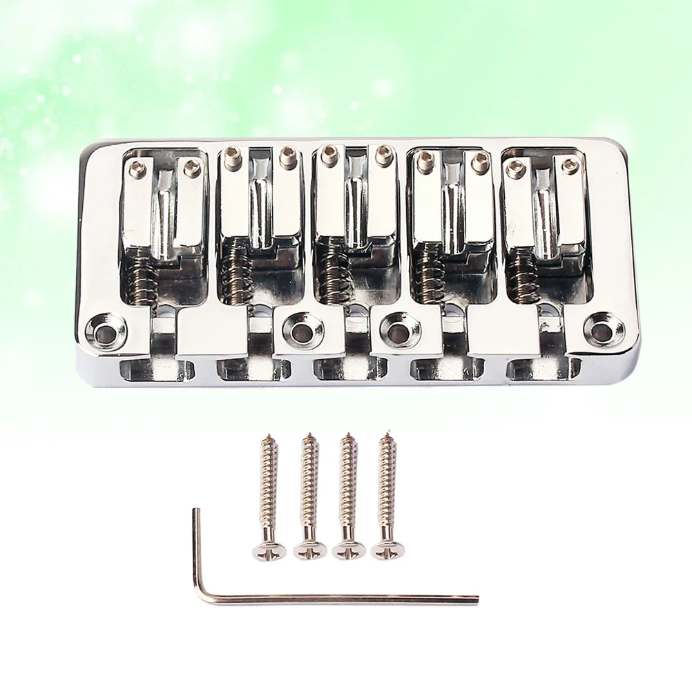 

5 String Bass Fixed Bridge Electric Guitar Replacement Part Metal Adjustable Height Top Load Black Gold for Guitarists