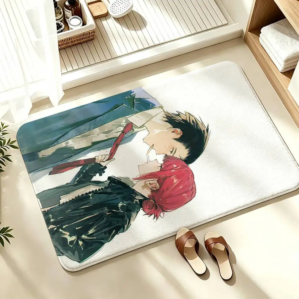 Yamada x Sasaki S-Smoking W-With You Soft Absorbent Decorative Floor Mat for Bathroom Entryway Living Room