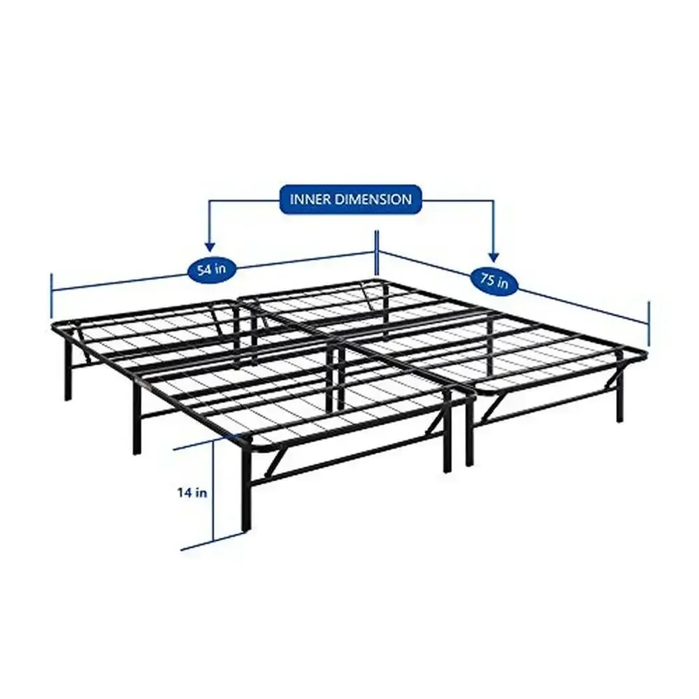 Metal Platform Bed Frame Full Size 14-inch Steel Mattress Base Foldable Storage Easy Assembly Quiet No Box Spring Required