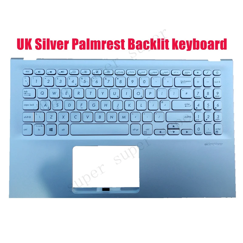 

SSS+ UK Silver Palmrest Backlit keyboard for Asus X512F X512J X512U X512D R564F R564J