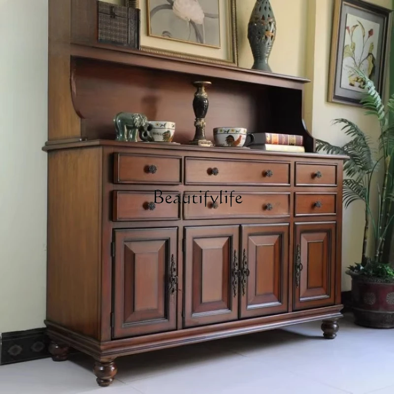

**American solid wood country side cupboard storage solid wood European kitchen porch table floor cabinet
