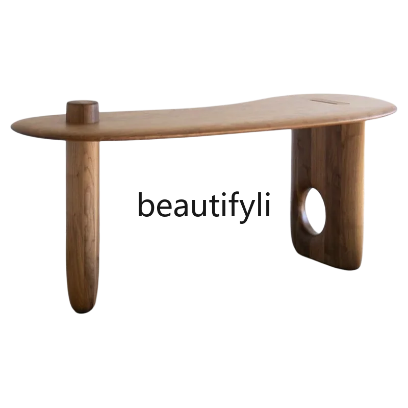 

Medieval solid wood workbench Modern wabi sabi porch table Negotiate art modeling desk Living room curved computer desk