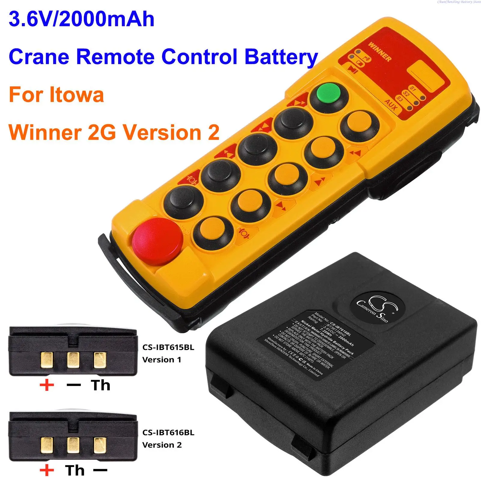 

OrangeYu 2000mAh Crane Remote Control Battery BT3613MH2 for Itowa Winner 2G Version 2