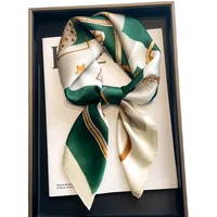 Neckerchief Female Luxury Square Scarf for Women Silk Feeling Shawl Satin Hijab Fashion Wraps Hair Bands Ribbon Headband Bandann