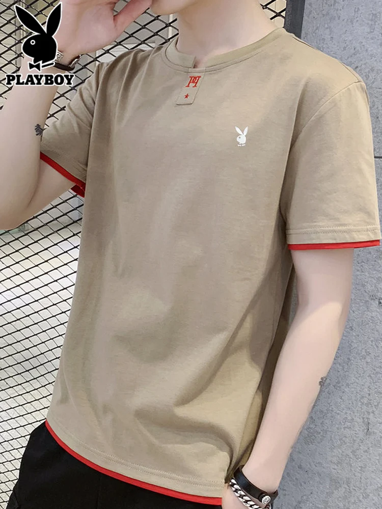 

Мужская футболка с коротким рукавом, свободного кроя, летняя, модная, новинка 2025 года, повседневная, хлопковая, для молодежи