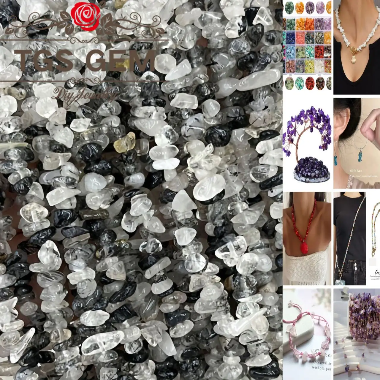 

Оптовая продажа производителя, натуральный камень AAA, натуральные черные волосы, кристаллический цвет, измельченные нерегулярные бусины, трендовые аксессуары для браслетов «сделай сам»