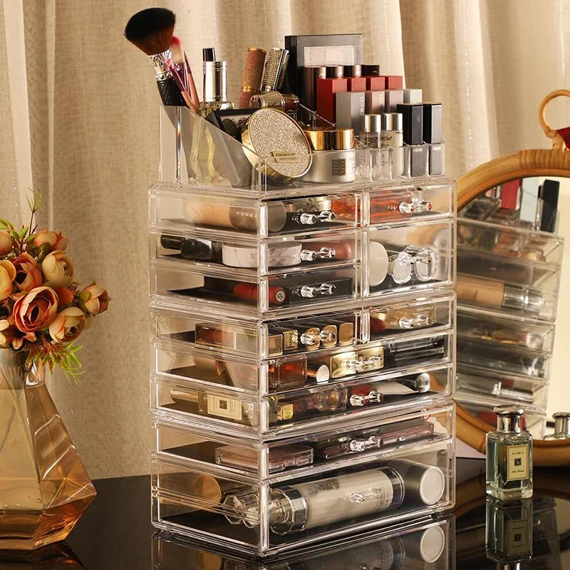 Acrylic Organizer For Cosmetics Makeup Organizer Clear Cosmetic Storage Box Storage Drawers Jewelry Box Mask Holder Stackable