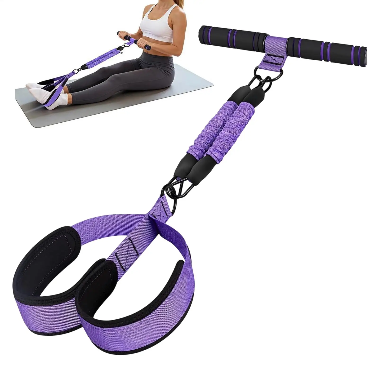 

Эластичная лента-тренажер для ног с педалью и ручкой для тренировок, фитнеса и домашнего спортзала