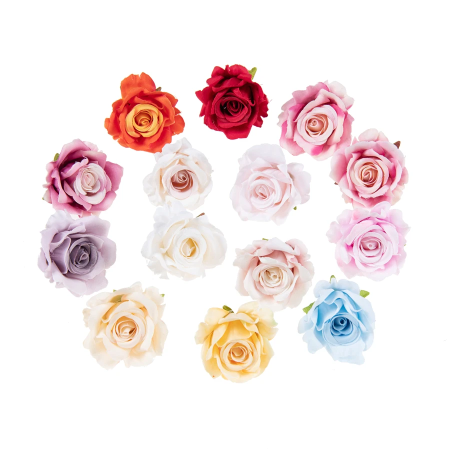 

50/100Pcs Silk Rose Artificial Flower Hot sale Christmas Wedding BridalBouquet Home Outdoor Garden wreath Diy gift box Scrapbook