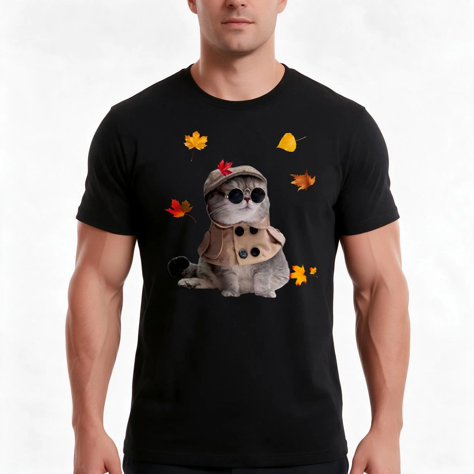 Fall Cat Shirt, Cat Lovers Fall Gift, Autumn Leaves Shirt, Fall Shirt for Mom, Gift for Her, Women's Shirt, Cat Lovers S T-Shirt