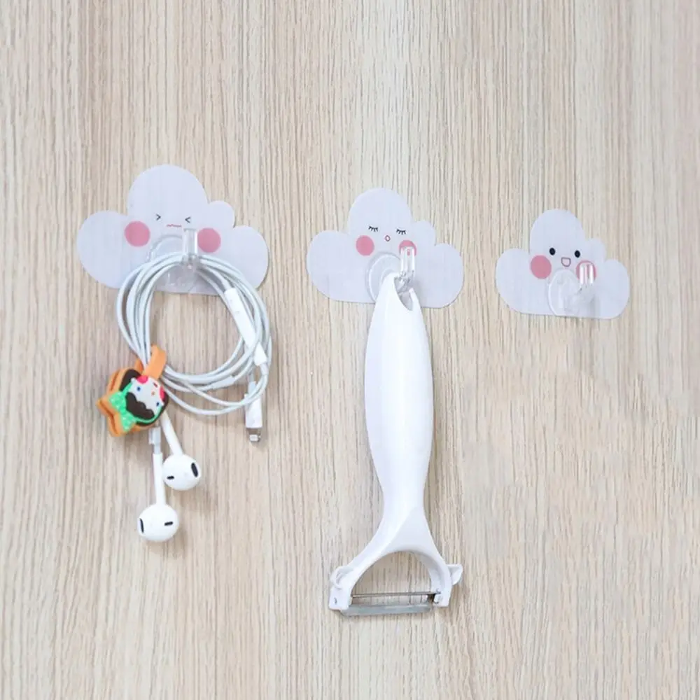 4 Pcs Cartoon Clouds Shape Key Holder Room Wall Decor No Drill Apartment Cute Wall Hangers Sucker Key Hook