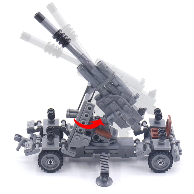 MOC 88mm Anti-Aircraft Gun Tank  War Military City Vehicle Car Building Blocks Classic Model Bricks Kits Sets Ideas