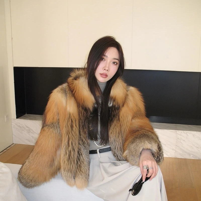 YOLANFAIRY الخريف والشتاء فرو الثعلب الكامل الإناث الوقوف طوق قصير طول التنقل اللون الأصلي معطف الفرو شوهابا اغنائية 2025 #2