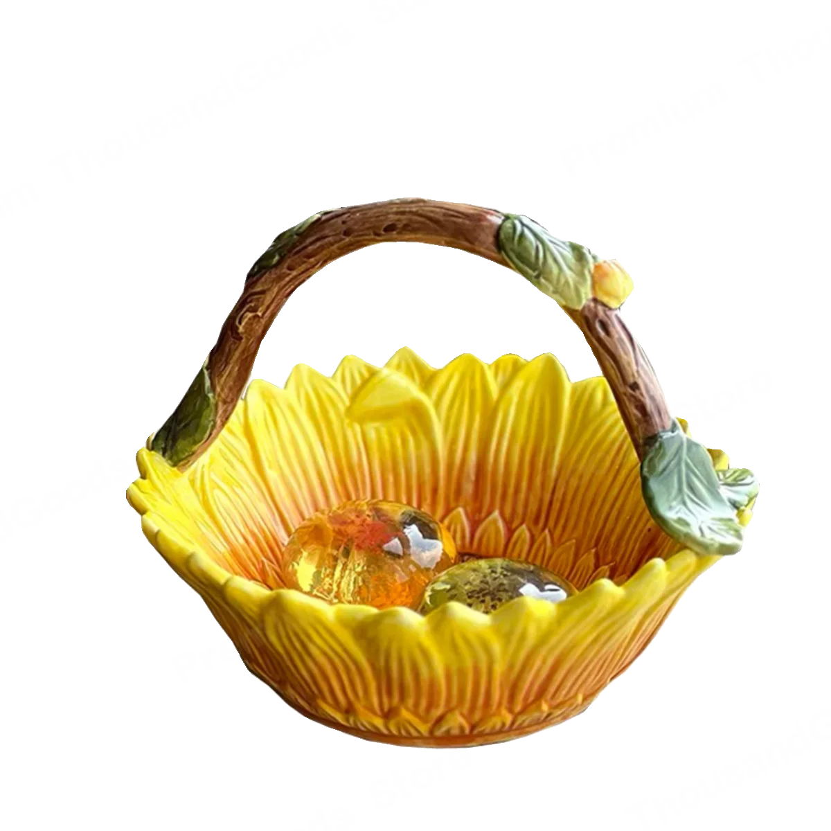 Ceramic sunflower sun flower basket fruit bowl exquisite home coffee table dining table decoration porcelain American