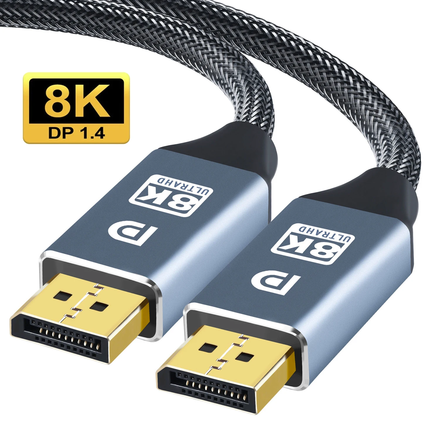 

8K DP Cable DisplayPort 1.4 High Quality Braided 8K@60Hz 4K@144Hz 2K@165Hz Gold-Plated High Speed for Monitor GPU TV PC Laptop