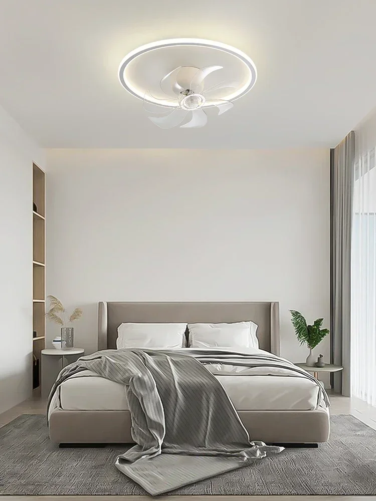 220V new fan light invisible silent rotating shaking head bedroom ceiling light geometric study restaurant lighting electric fan
