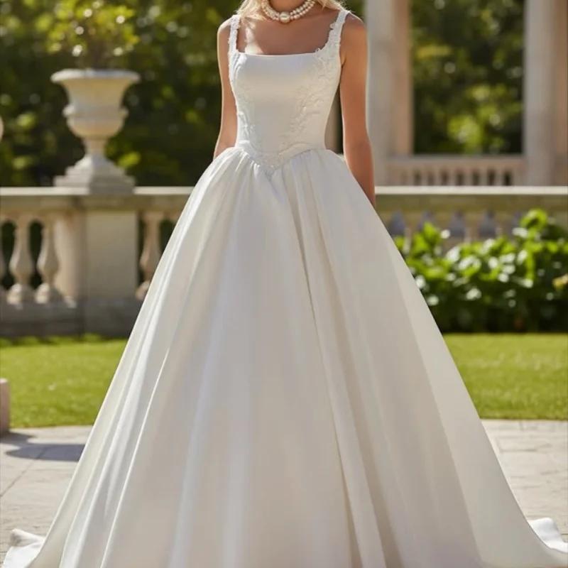 

Simple White Appliques Wedding Dresses off-shoulder glitter flower decal A skirt Gowns Made wedding dress