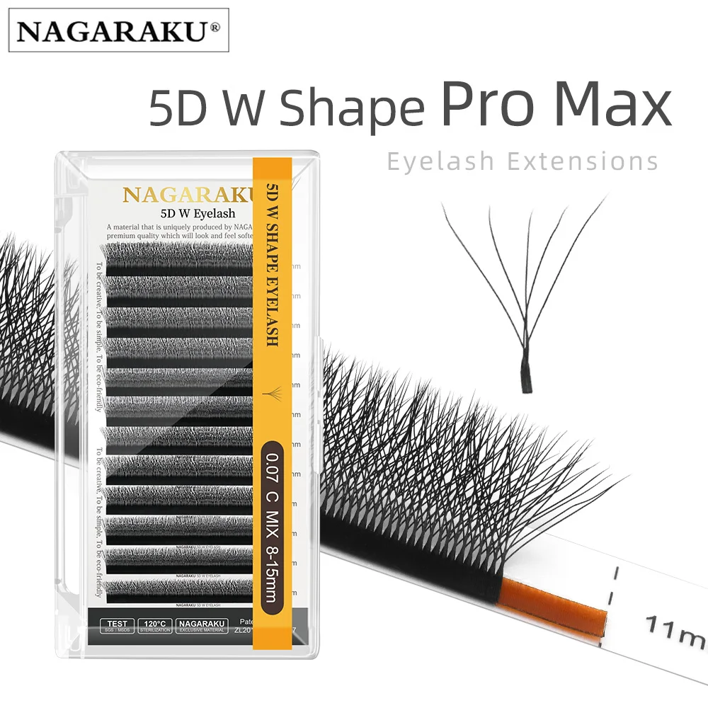 NAGARAKU 5D W รูปร่าง Big Bundle Eyelash EXTENSION MEGA Volume Premade แฟนขนตา Super Soft Full หนาแน่นขนตา