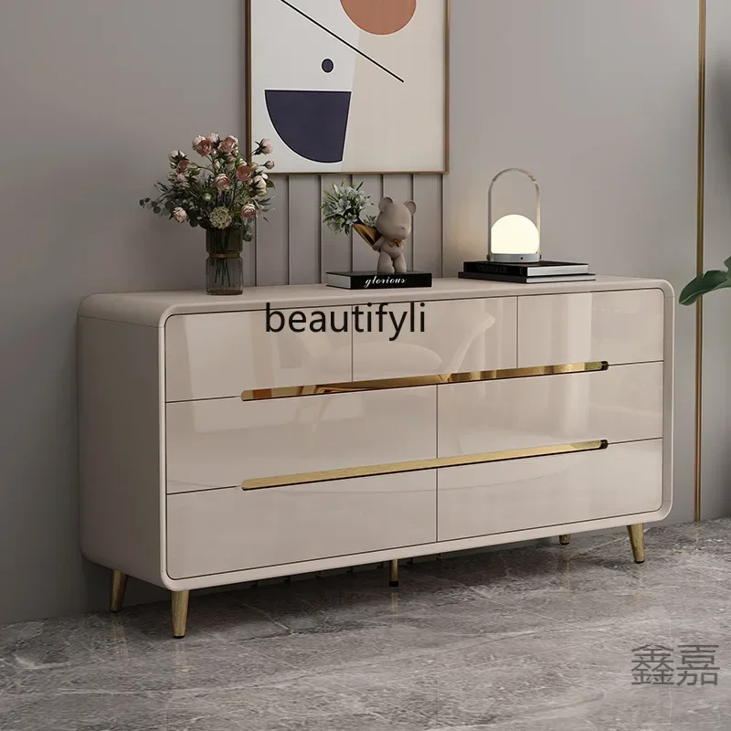 D178 Cream style bedroom chest cabinet locker simple modern simple light luxury style Y