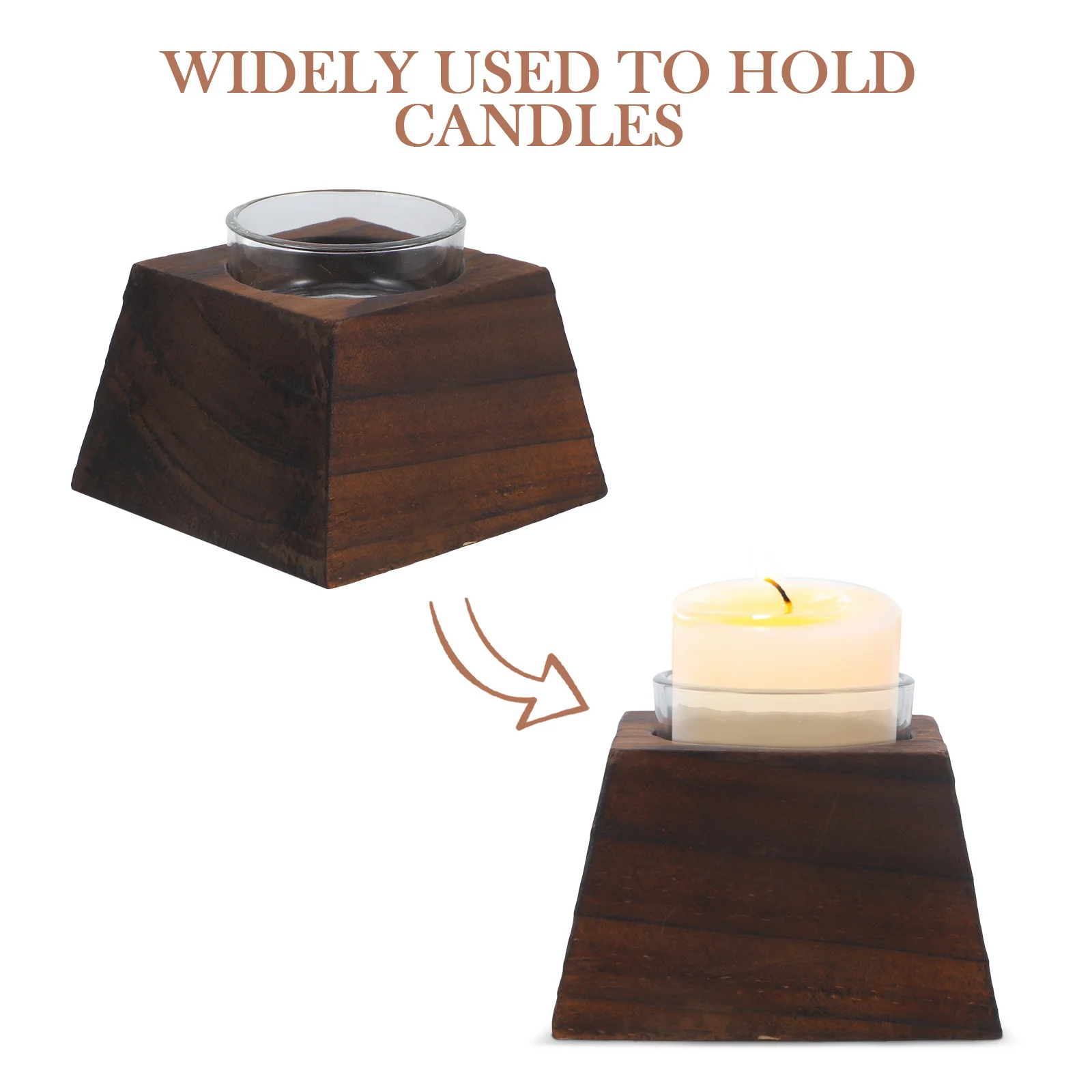 

Creative Wooden Candleholder Hand Cut Natural Materials LED Candles Suitable Elegant Centerpiece Tea Light Holder