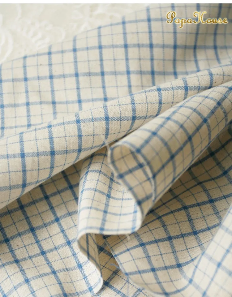 新しい純粋な綿色のチェック柄生地シャツスカート文学スタイル手作り DIY テーブルクロスホームテキスタイル生地
