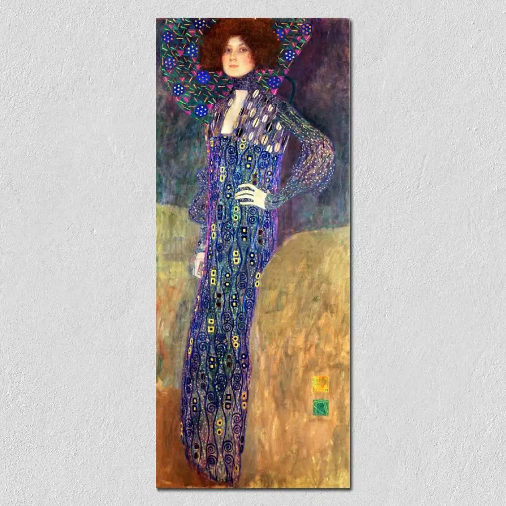 

Handmade Woman Canvas Artwork Gustav Klimt Famous Painting Portrait Of Emilie Floge Art Reproduction Hallway Decor High Quality