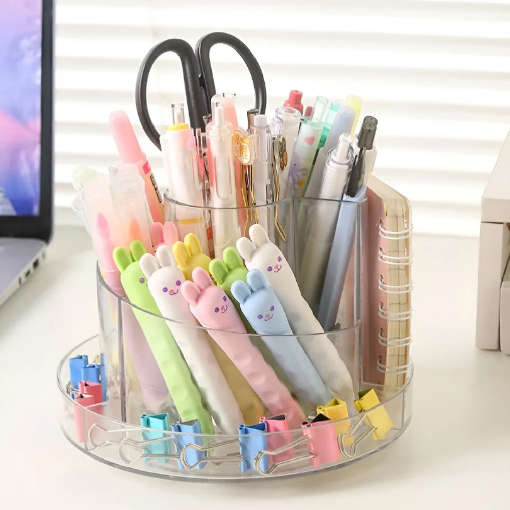 

360°Rotating Pen Storage Box Simple Tabletop Storage Makeup Brushes Holder Multi-function Home Office Stationery Organizer