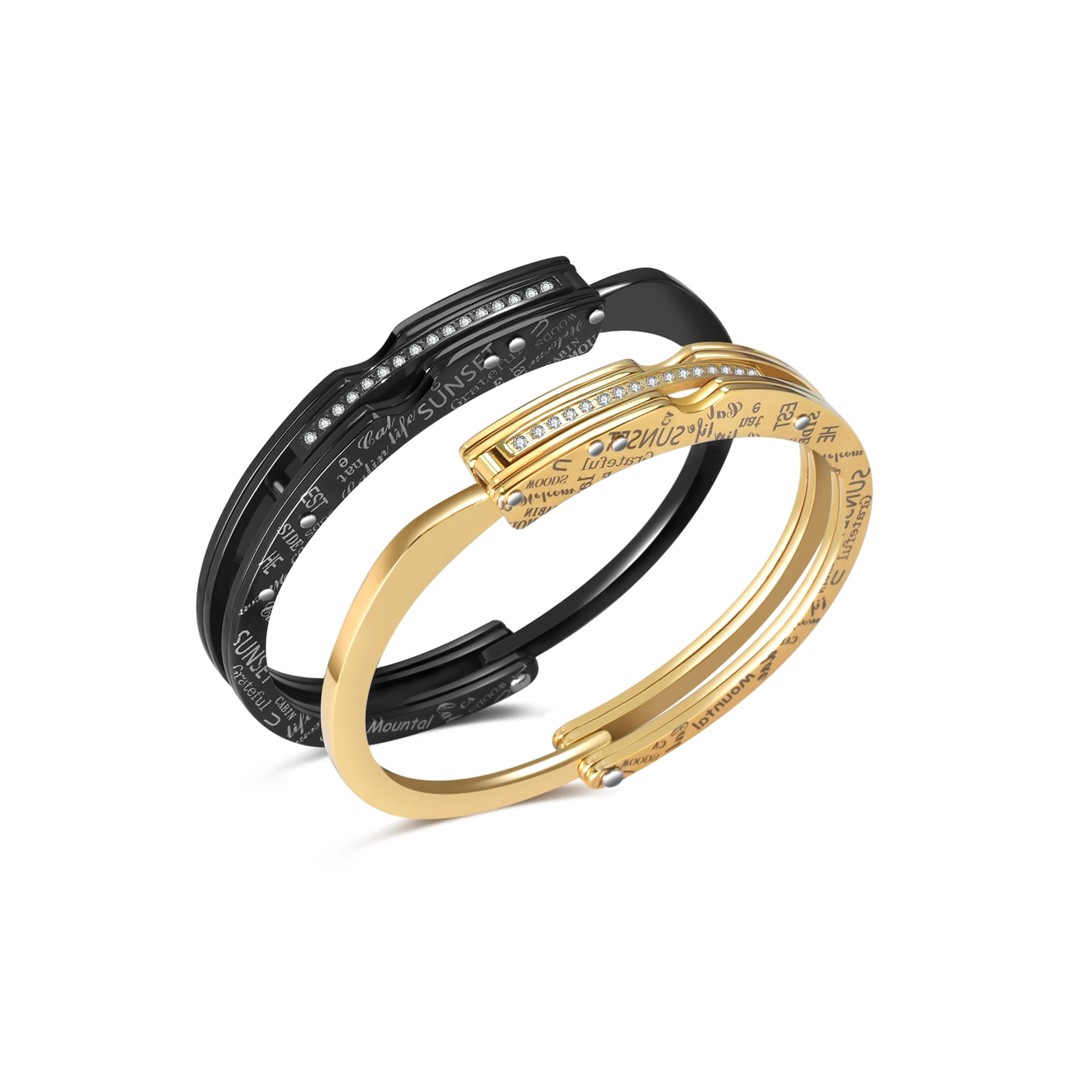 Matching Couple Bracelets Set | Stainless Steel Engraved 