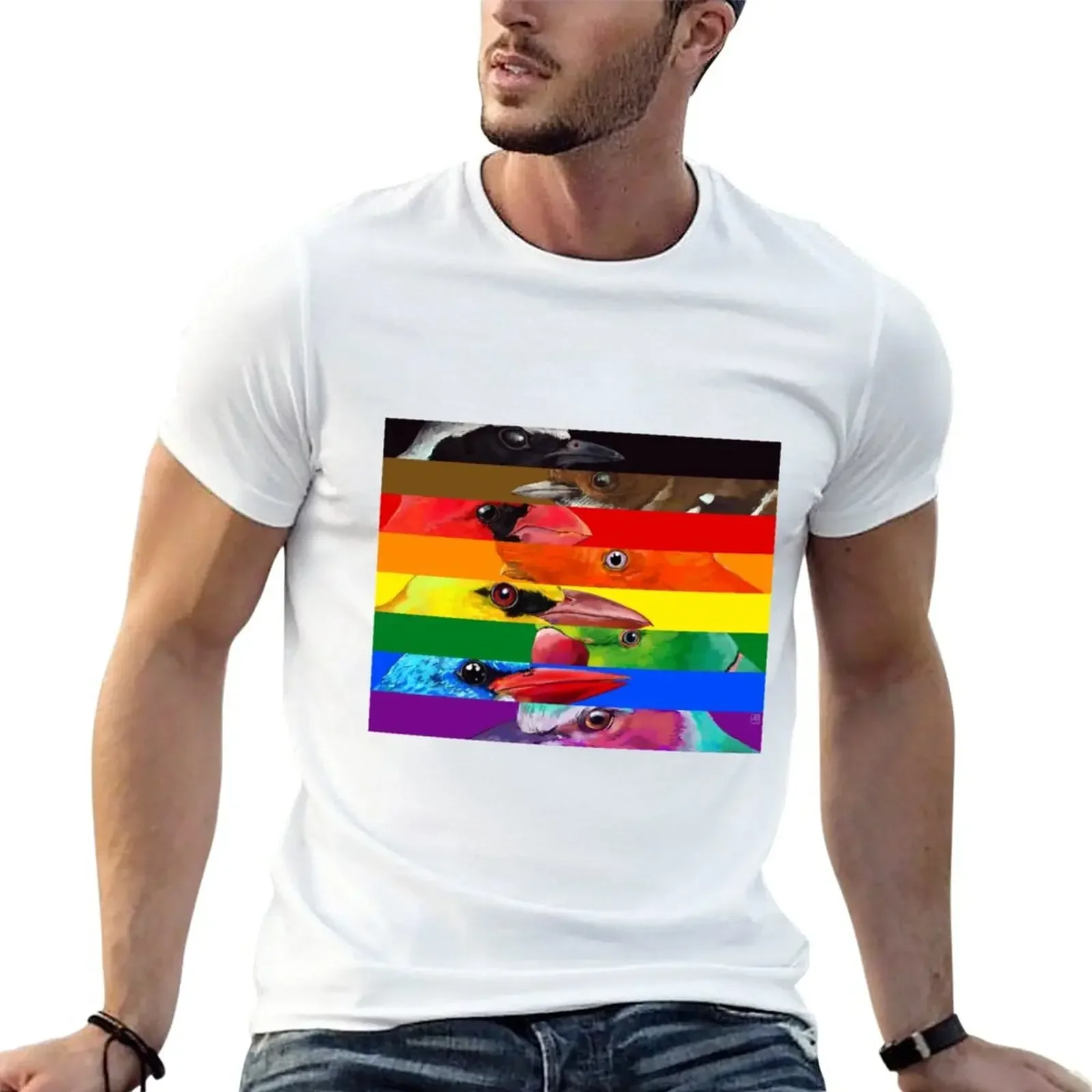 LGBTQIA Pride Birds - Black and Brown T-Shirt quick-drying summer clothes Blouse men t shirts