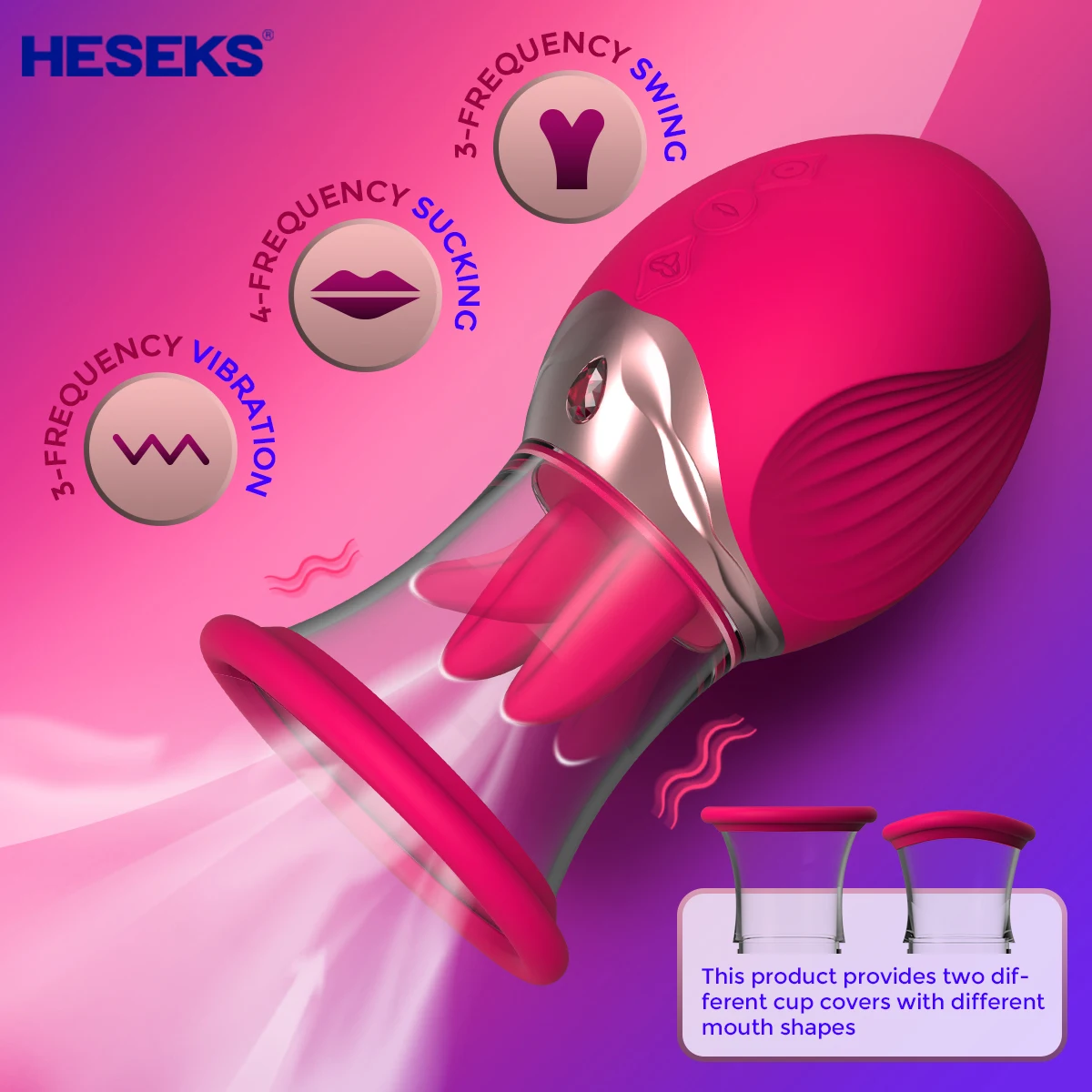 HESEKS Rose Vibrators Clit Sucker with Tongue Licking Sucking Vacuum Toy Massager with 2 Suction Cup Sex Toys for Women