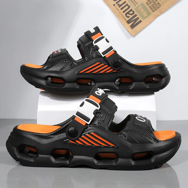 Herren-Slipper, Sommer-Outdoor-Sandalen, Clogs, Haus- und Gartenschuhe für Herren, Strand-Slipper, weiche Sohle, Baotou-Clogs, Slipper