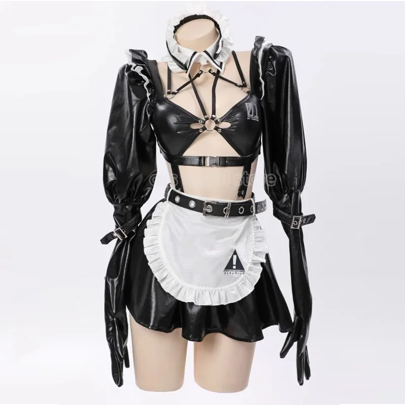 

Anime Snow Miku Cosplay Costume Women Sexy Leather Bodysuit Apron Suit Bunny Girl Battle Maid Dress Hallloween Carnival Clothes