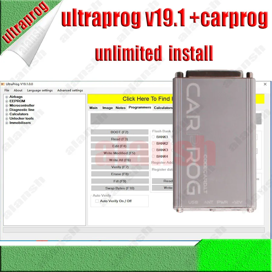 2024 Hot Sell UltraProg V19.1 + Carprog Programer Unlimited Install + Nitro Adapter