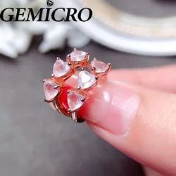Gemicro Real 925 Sterling Silver New Arrivals Fashion Luxury Rose Quartz Pink Crystal Earrings For Women Girl Party Gift Jewelry