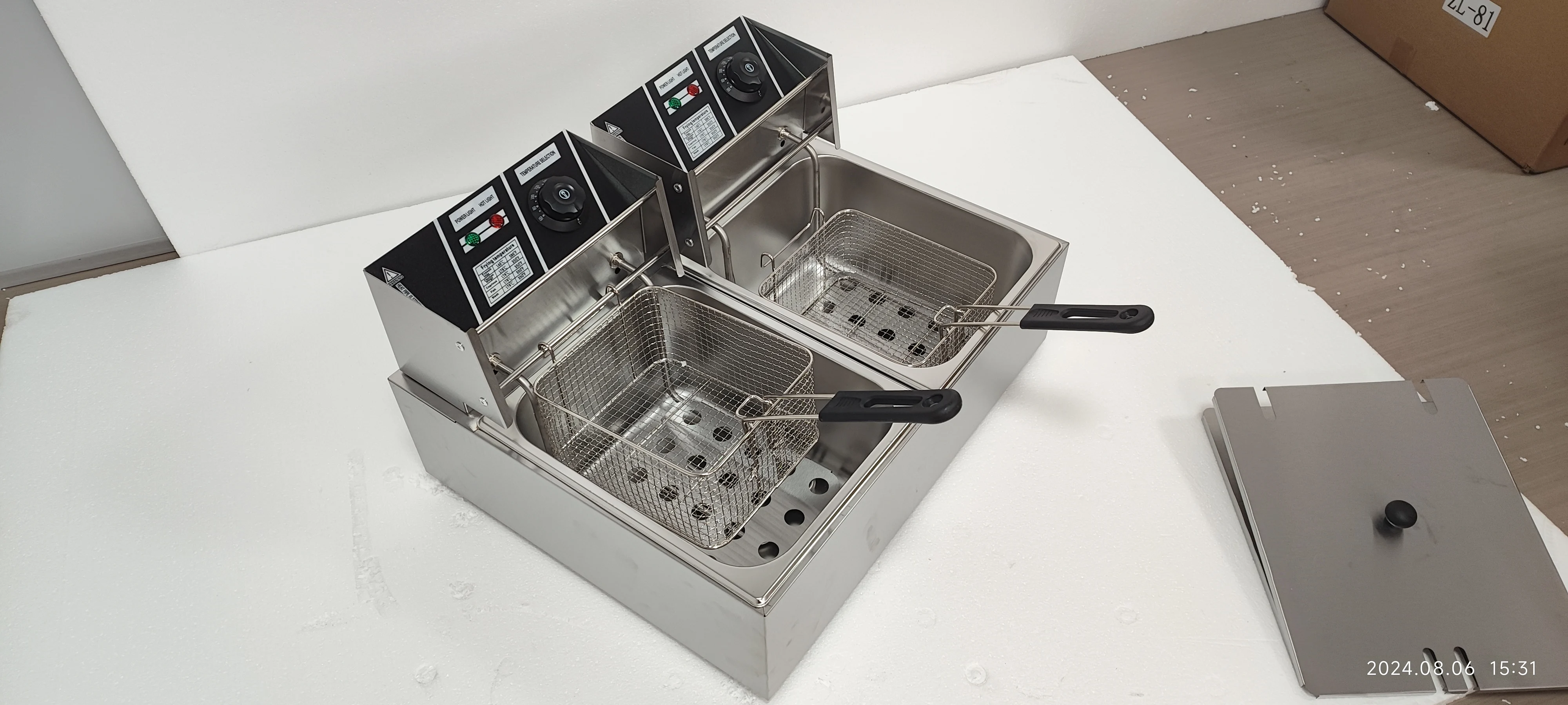 Steel 220V Chip Frying Machine Restaurant Equipment Potato Chips Fryer &Commercial 6L+6L Electric Fryer Stainless view 4