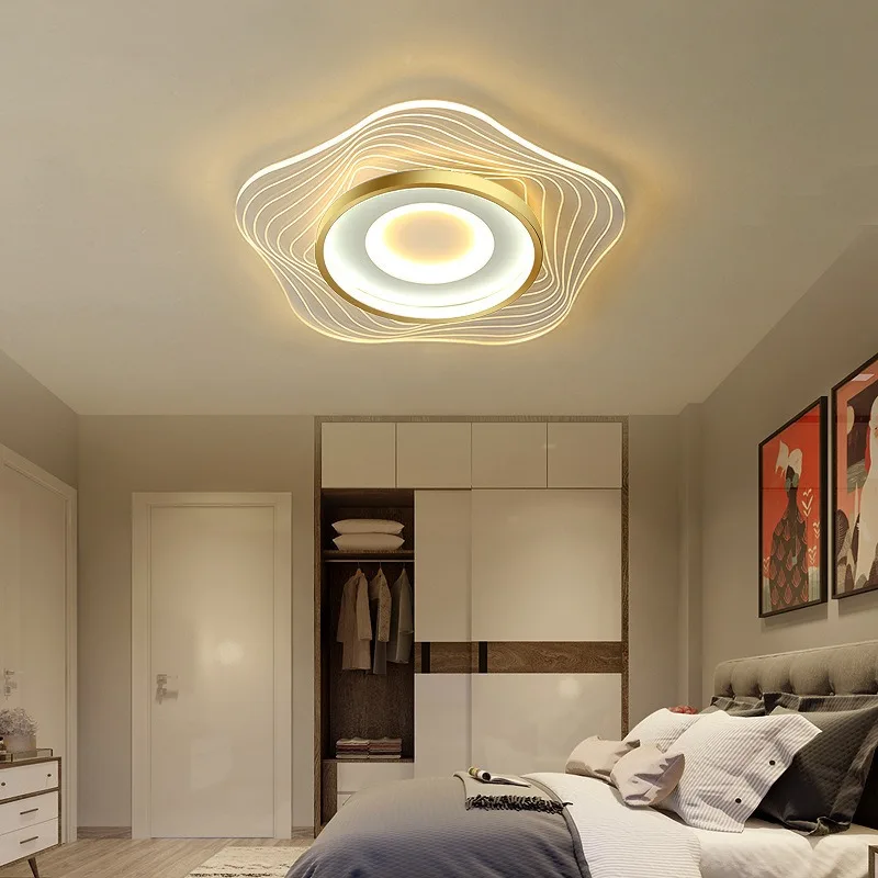 Bedroom ceiling light modern simple warm thin creative intelligent flower-shaped living room dining light