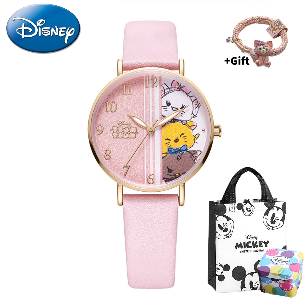 Disney Mickey Minnie Tsum Tsum Quartz Watch Student Girls Waterproof Watch Gift for Children with Box