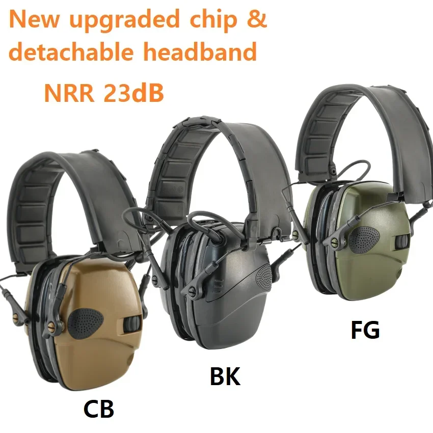 New Detachable Headband Electronic Earmuffs NRR 23 DB Active Noise Reduction Tactical Headset Airsoft Shooting Hunting Headset