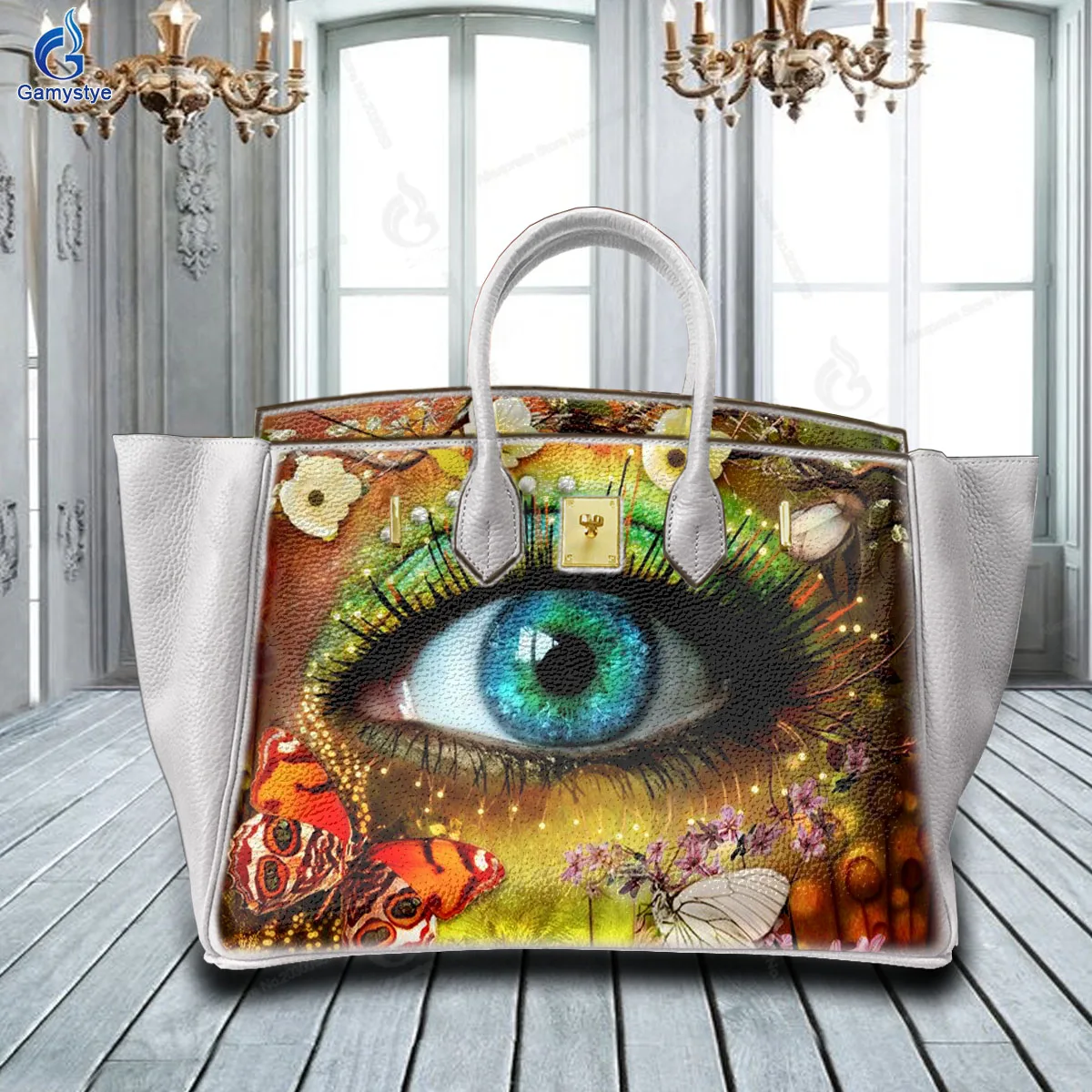 

Women'S Fashion Bags Luxury Designer Brands Messenger Bag Artistic Style Eye Print Top Layer Cowhide Leather Personal customiz