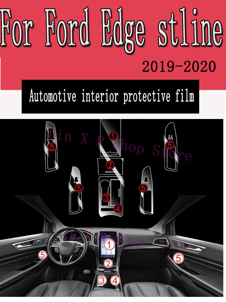 For Ford Edge stline 2019-2020 Car Interior Center Console Transparent TPU Protective Film Anti-scratch Repair Film