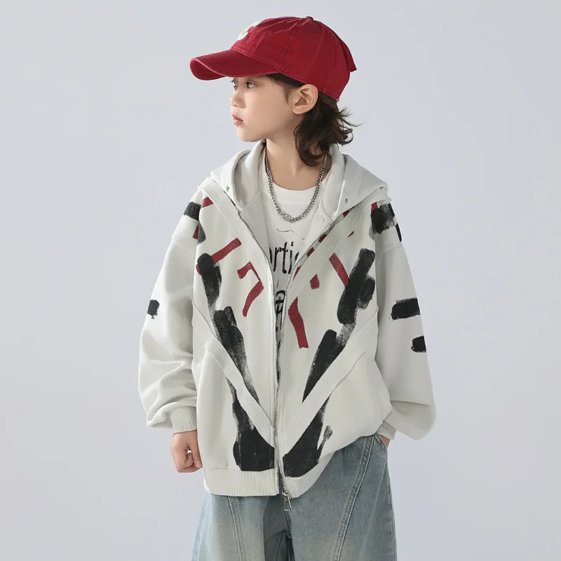 

Autumn 2025 New Children's Cotton Graffiti Personalized Thick Warm Hoodie Hooded Jacket