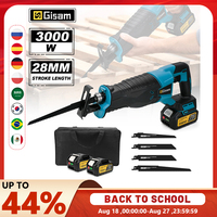 Gisam 10000SPM Cordless Reciprocating Saw Power Saw for Wood/Metal Cutting Power Tool with 4pcs Blade For Makita 18v Battery Pin