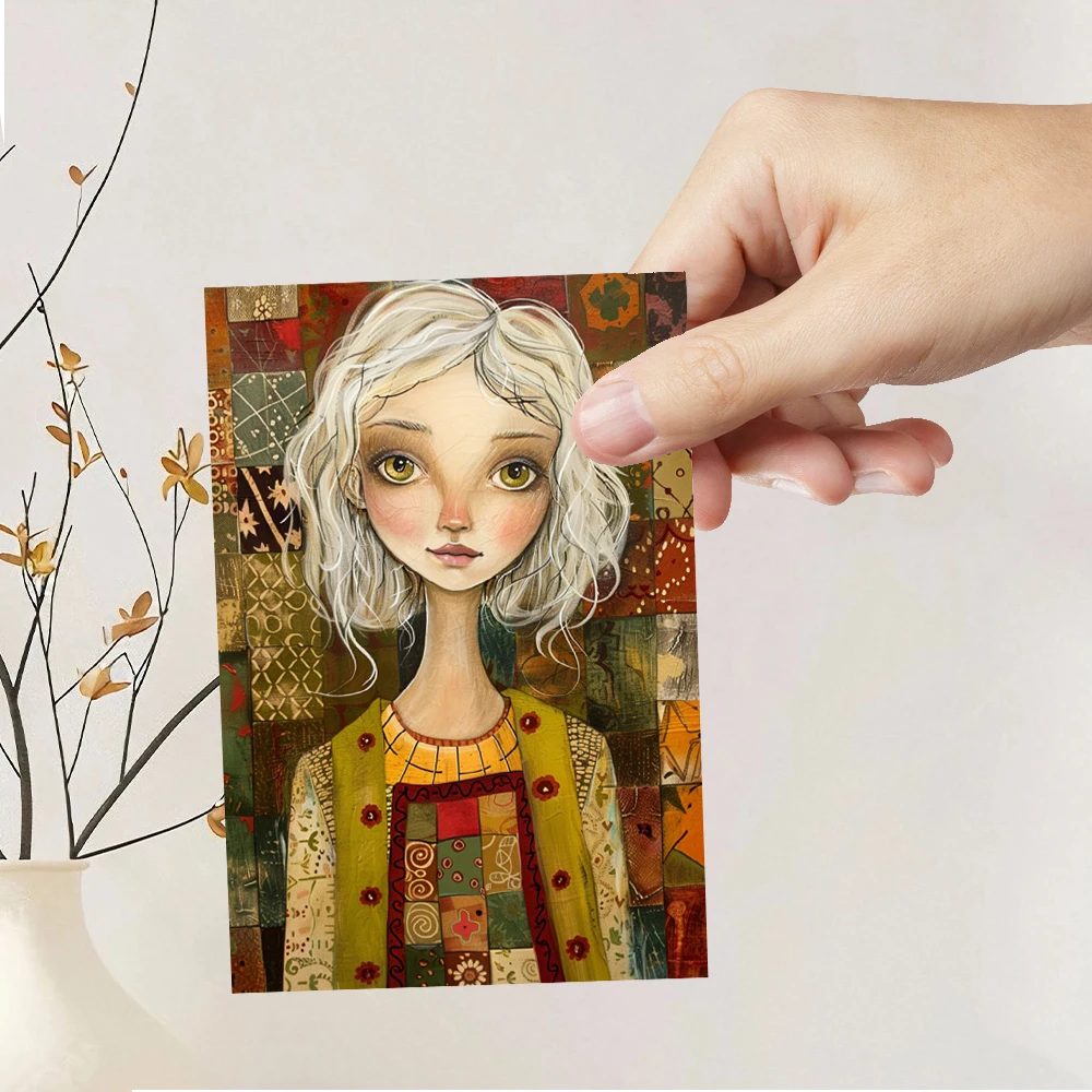 مجموعة بطاقات بريدية فنية تجريدية مكونة من 32 قطعة، هدايا عيد الميلاد العتيقة للهالوين، هدايا للطلاب، ديكور غرفة النوم، بطاقات سميكة #4