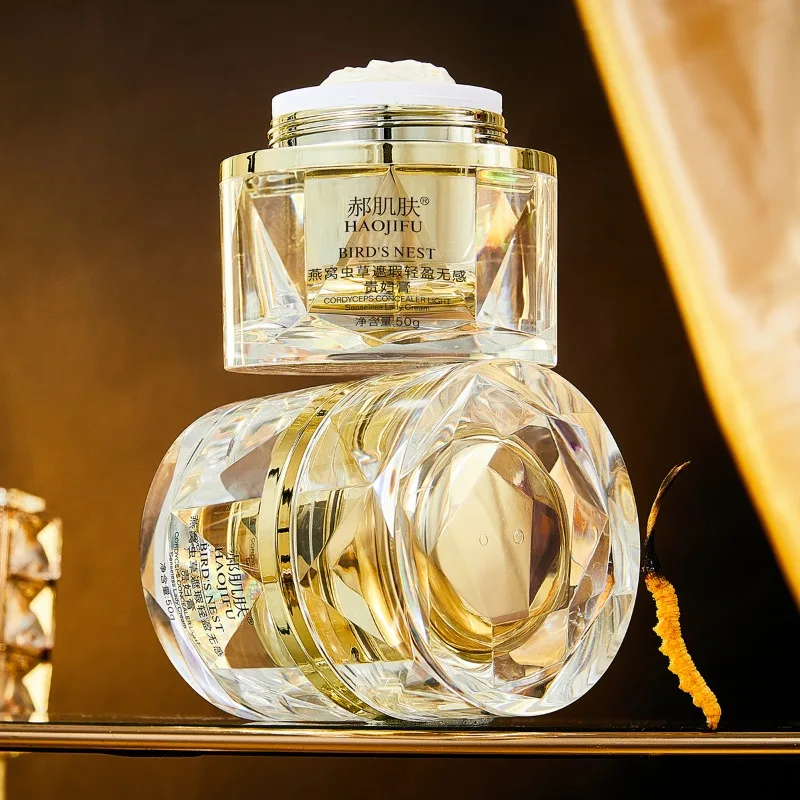 50g 버드네스트 동충하초 톤업 프라이머 3-in-1 브라이트닝 보습 라이트 커버리지 페이스 컨실러 스킨케어 메이크업 CC 크림