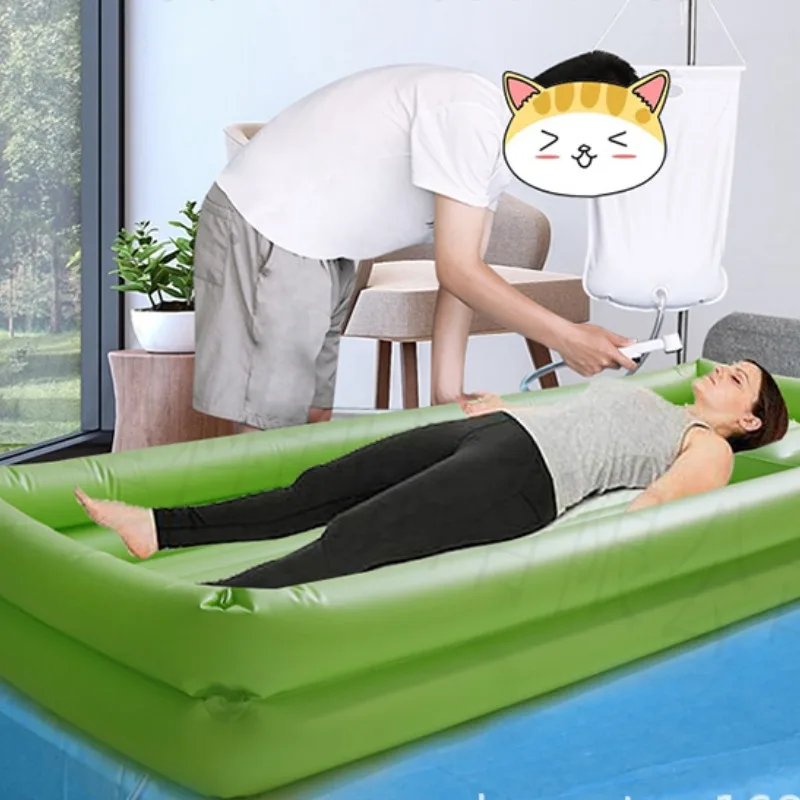 Elderly Care Inflatable Bathtub with Soft Air Pillow Shower Assistive Bedridden Patients Bath Basin PVC Wash Bath Tub