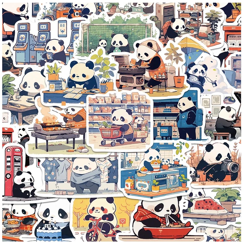 

10/30/50pcs Funny Panda Diary Life Stickers Kawaii Animal Toys Sticker Scrapbooking Fridge Suitcase Laptop Kids Cartoon Decals