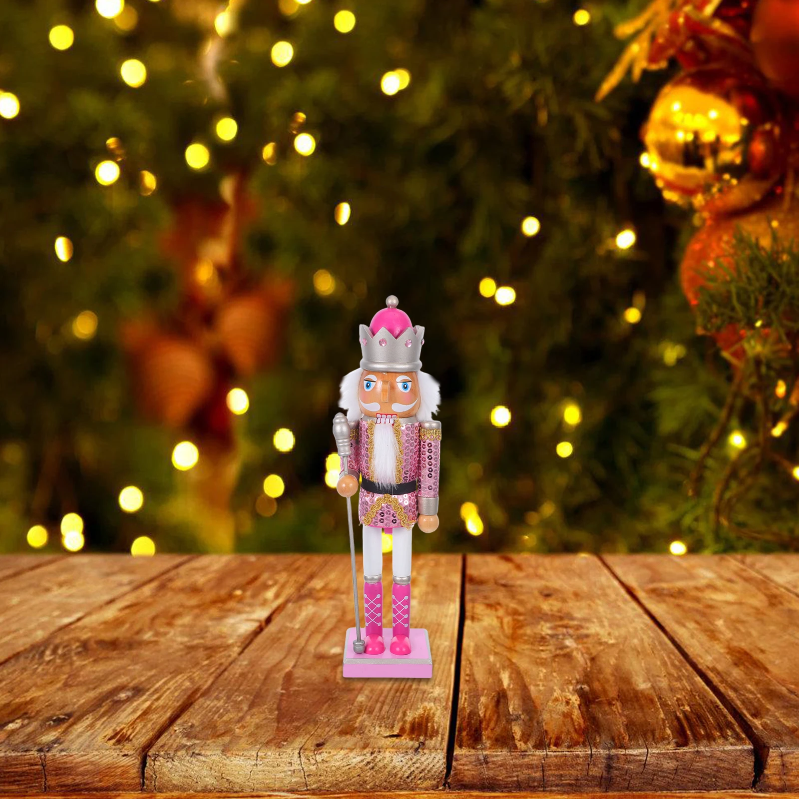 

38Cm Nutcracker Wooden Figure Traditional Soldier Statue Festive Holiday Decor Desktop Table Mantel Decoration