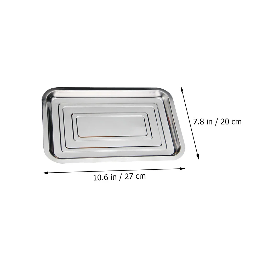 10 Pcs Tray Rectangular Baking Food Severing Metal Stainless Steel Flat-bottom Practical Plate Snack Dessert Storage