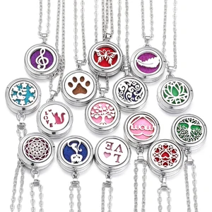 Necklace aromatherapy tree of life for women, stainless steel, essential oil diffuser, amulet, perfume medallion pendant, jewelry, new 10 Main Sales Diffus Necklace - №4