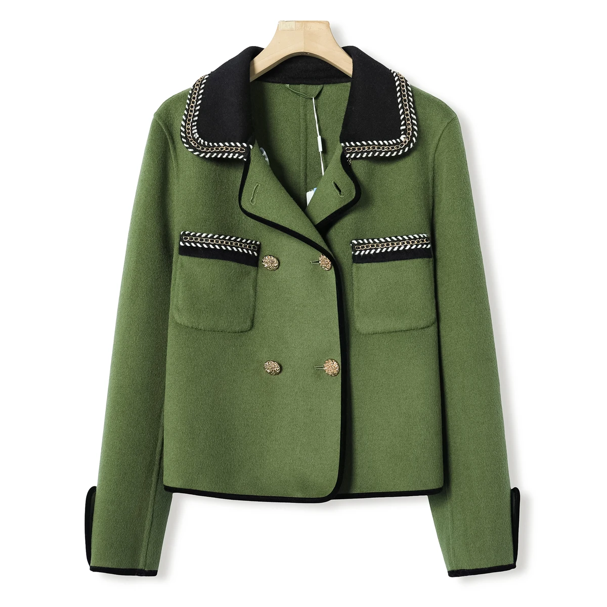 

Double-Faced Woolen Coat d in Color Blo Design Sweet Sle Long Sve round Ne Coat by West Lake Pavilion ly